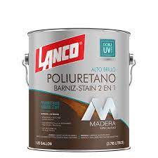 BARNIZ PU Y STAIN 2X1 CAOBA 1/4GL LANCO