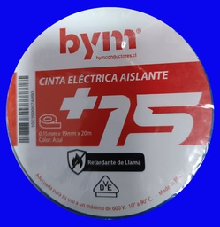 CINTA AISLADORA RETENCION LLAMA BYM AZUL 19MMX20MT