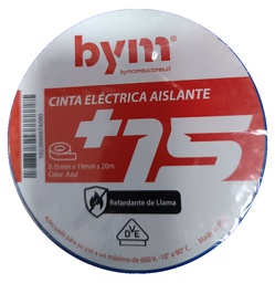 CINTA AISLADORA RETENCION LLAMA BYM BLANCO 19MMX20MT