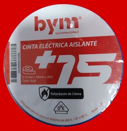 CINTA AISLADORA RETENCION LLAMA BYM ROJA 19MMX20MT