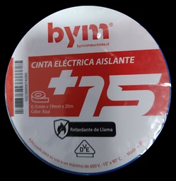 CINTA AISLADORA RETENCION LLAMA BYM NEGRA 19MMX20MT