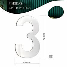 NUMERO 3 DE ACERO INOXIDABLE 75MM