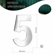 NUMERO 5 DE ACERO INOXIDABLE 75MM