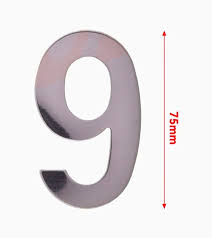 NUMERO 9 DE ACERO INOXIDABLE 75MM