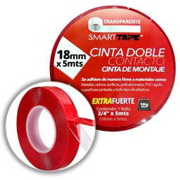 CINTA DE MONTAJE 18MMX5MT TRANSP. SMART TAPE